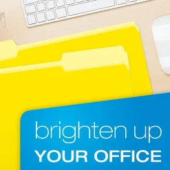 File Folders|Pendaflex Recycled File Folder, 1/3-Cut Tab, Legal Size, Yellow, 100/Box (1531/3YEL) Light Yellow