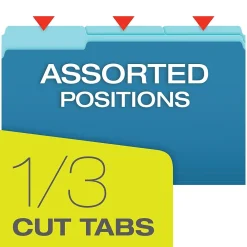File Folders|Pendaflex Recycled File Folder, 1/3-Cut Tab, Legal Size, , 100/Box (43501/3BLU) Blue