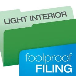 File Folders|Pendaflex Recycled File Folder, 1/3-Cut Tab, Legal Size, , 100/Box (43501/3BGR) Green