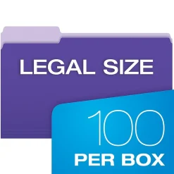 File Folders|Pendaflex Recycled File Folder, 1/3-Cut Tab, Legal Size, , 100/Box (43501/3VIO) Violet