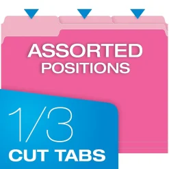 File Folders|Pendaflex Recycled File Folder, 1/3-Cut Tab, Letter Size, , 100/Box (42101/3PIN) Pink