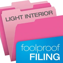 File Folders|Pendaflex Recycled File Folder, 1/3-Cut Tab, Letter Size, , 100/Box (42101/3PIN) Pink