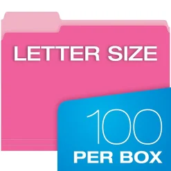 File Folders|Pendaflex Recycled File Folder, 1/3-Cut Tab, Letter Size, , 100/Box (42101/3PIN) Pink