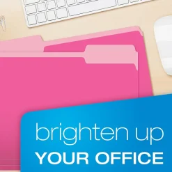 File Folders|Pendaflex Recycled File Folder, 1/3-Cut Tab, Letter Size, , 100/Box (42101/3PIN) Pink