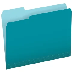 File Folders|Pendaflex Recycled File Folder, 2/5-Cut Tab, Letter Size, , 100/Box (42101/3AQU) Aqua