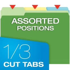 File Folders|Pendaflex Recycled File Folder, 1/3-Cut Tab, Letter Size, Assorted, 100/Box (42101/3ASST) Assorted Colors