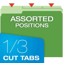 File Folders|Pendaflex Recycled File Folder, 1/3-Cut Tab, Letter Size, Bright Green, 100/Box (42101/3BGR)