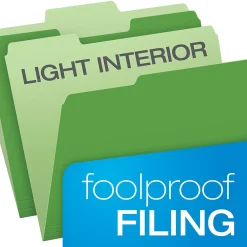 File Folders|Pendaflex Recycled File Folder, 1/3-Cut Tab, Letter Size, Bright Green, 100/Box (42101/3BGR)