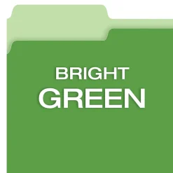 File Folders|Pendaflex Recycled File Folder, 1/3-Cut Tab, Letter Size, Bright Green, 100/Box (42101/3BGR)