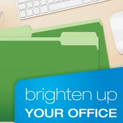 File Folders|Pendaflex Recycled File Folder, 1/3-Cut Tab, Letter Size, Bright Green, 100/Box (42101/3BGR)