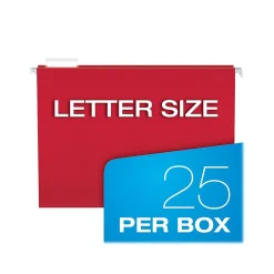 Hanging File Folders|Pendaflex Recycled Hanging File Folders, 1/5-Cut, Letter Size, Assorted Colors, 25/Box (PFX 81663)