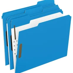 File Folders|Pendaflex Reinforced Top Fastener Folders, 1/3 Cut, Letter, , 50/Box (21301) Blue