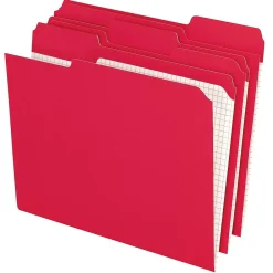 File Folders|Pendaflex Reinforced Top Tab File Folders, 1/3 Cut, Letter, Red, 100/Box