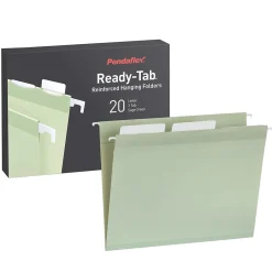 Hanging File Folders|Pendaflex Standard Reinforced Hanging File Folder, 3-Tab, Letter, Sage green, 20/Box (1009463)