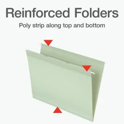 Hanging File Folders|Pendaflex Standard Reinforced Hanging File Folder, 3-Tab, Letter, Sage green, 20/Box (1009463)