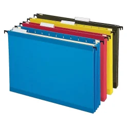 Hanging File Folders|Pendaflex SureHook Hanging File Folders, 3-1/2" Expansion, Legal Size, Assorted Colors, 4/Pack (PFX 09313)