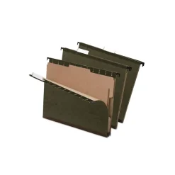 Hanging File Folders|Pendaflex SureHook Reinforced Hanging Divider Folders, Standard Green, Letter, 10/Box (59253)
