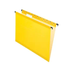 Hanging File Folders|Pendaflex SureHook Reinforced Hanging File Folders, 5-Tab, Letter Size, , 20/Box (PFX 6152 1/5 YEL) Yellow