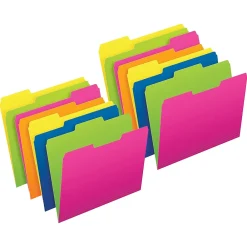File Folders|Pendaflex Twisted Glow File Folders, 1-Tab, Letter Size, Assorted Colors, 12/Pack, 2 Packs/Bundle (PFX40526-2)