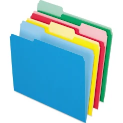 File Folders|Pendaflex Two-Tone File Folders, 1/3 Cut Top Tab, Letter, Assorted Colors, 24/Pack