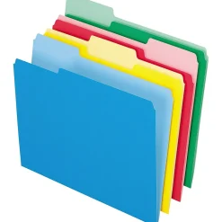 File Folders|Pendaflex Two-Tone File Folders, 1/3 Cut Top Tab, Letter, Assorted Colors, 24/Pack