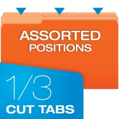 File Folders|Pendaflex Two-Tone File Folder, 3-Tab, Legal Size, , 100/Box (153 1/3 ORA) Orange