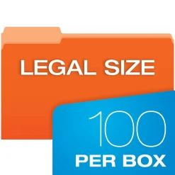 File Folders|Pendaflex Two-Tone File Folder, 3-Tab, Legal Size, , 100/Box (153 1/3 ORA) Orange