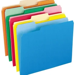 File Folders|Pendaflex Two-Tone File Folders, 1/3 Cut Top Tab, Letter, Assorted Colors, 100/Box (152 1/3 ASST)