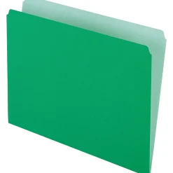 File Folders|Pendaflex Two-Tone Recycled File Folder, Straight Cut, Letter Size, Bright Green, 100/Box (PFX 152 BGR)