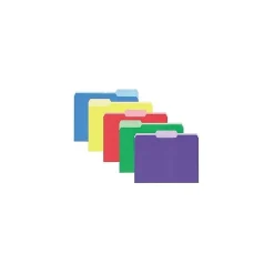 File Folders|Pendaflex Write And Erase File Folders, 3-Tab, Letter Size, Assorted Colors, 30/Pack (84370)