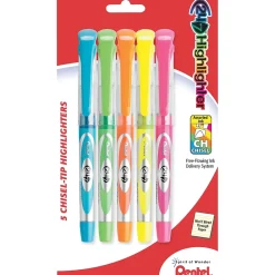 Highlighters|Pentel 24/7â„¢ Highlighter, Chisel Tip, Assorted Barrel, Assorted Ink, 5/Pack