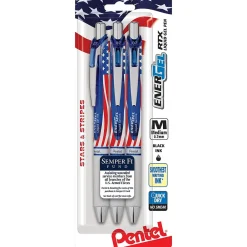 Pens|Pentel EnerGel RTX Gel Pen, Medium Tip, Black Ink, 3/Pack (BL77USABP3A)