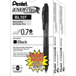 Pens|Pentel EnerGel-X Retractable Roller Gel Pens, Medium Point, Black Ink, 24/Pack (BL107ASW2)