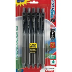 Pens|Pentel EnerGel-X RollerGel Retractable Gel Pens, Medium Point, 0.7mm, Black Ink, 5/Pack (BL107BPS5A)