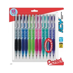 Pencils|Pentel Icy Mechanical Pencils, No. 2 Medium Lead, Dozen (AL27RDBP12M)