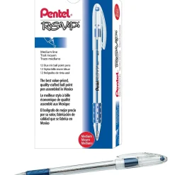 Pens|Pentel R.S.V.P. Ballpoint Pens, Medium Point, Blue Ink, Dozen (BK91-C)