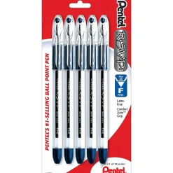 Pens|Pentel R.S.V.P. Fine Line Ballpoint Pen, Fine Point, 0.7 mm, Blue Ink, 5/Pk