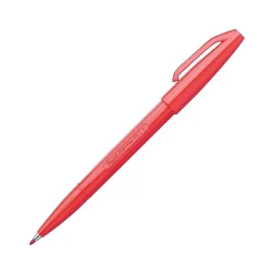 Pens|Pentel Sign Felt Pens, Fine Point, Red Ink, Dozen (S520B)