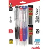 Pencils|Pentel Twist-Erase Click Mechanical Pencil, 0.5mm, Assoted colors, 6/PK (PD275TLBPS6M)
