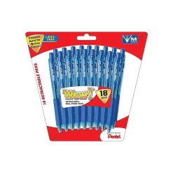 Pens|Pentel WOW! Retractable Ballpoint Pens, Medium Point, Blue Ink, 18 Pack (BK440BP18C)