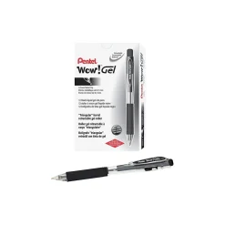 Pens|Pentel WOW! Retractable Gel Pens, Medium Point, Black Ink, 24/Pk (K437ASW2)