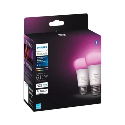 Philips Hue 60W Equivalent A19 LED Smart Light Bulb, Warm White, 2/Pack (548610)