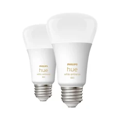 Philips Hue 60W Equivalent A19 LED Smart Light Bulb, Warm White, 2/Pack (548560)