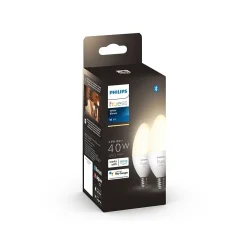 Philips Hue 40W Equivalent Candle LED Smart Light Bulb, Soft White, 2/Pack (548289)