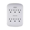 Philips 6-Outlet Wall Tap, White (SPP3461WA/37)