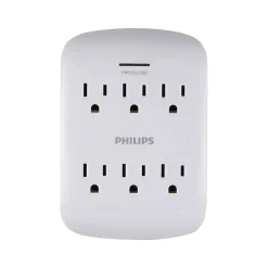 Philips 6-Outlet Wall Tap, White (SPP3461WA/37)