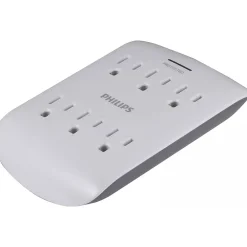 Philips 6-Outlet Wall Tap, White (SPP3461WA/37)