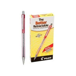 Pens|Pilot Better Retractable Ballpoint Pens, Fine Point, Ink, Dozen (30002) Red