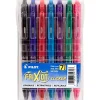 Pens|Pilot FriXion Ball Clicker Erasable Gel Pens, Fine Point, 0.7mm, Assorted Ink, 7/Pack (31472)