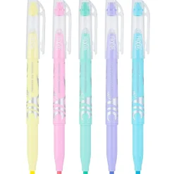 Highlighters|Pilot FriXion Light Pastel Erasable Highlighters, Chisel Tip, Assorted Ink, 5/Pack (46543)